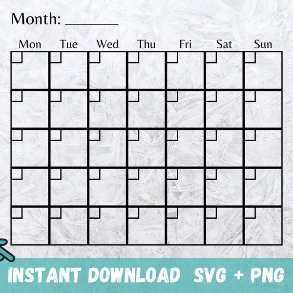 Calendar SVG, Monthly Calendar Cut file, Home office decor, Calendar PNG File, Calendar for home, Calendar Cricut, Silhouette design