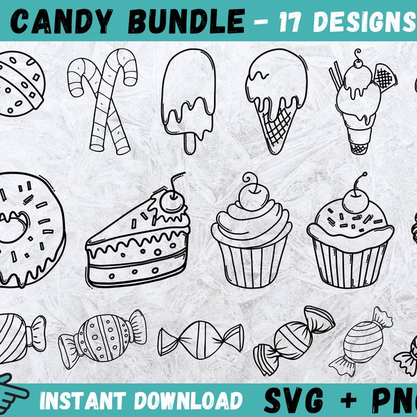 Candy SVG, Candy Cane Clipart, Sweet Svg, Cupcake Svg, Candy Cane Cricut, Candy Svg Cut Files, Candy Vector, Sweets Svg, Digital Download