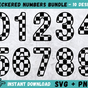 Geruite nummers SVG, Racing Numbers SVG, Racing Svg, Jersey Numbers Svg, nummers Cricut, silhouet, Instant Download, nummers gesneden bestanden