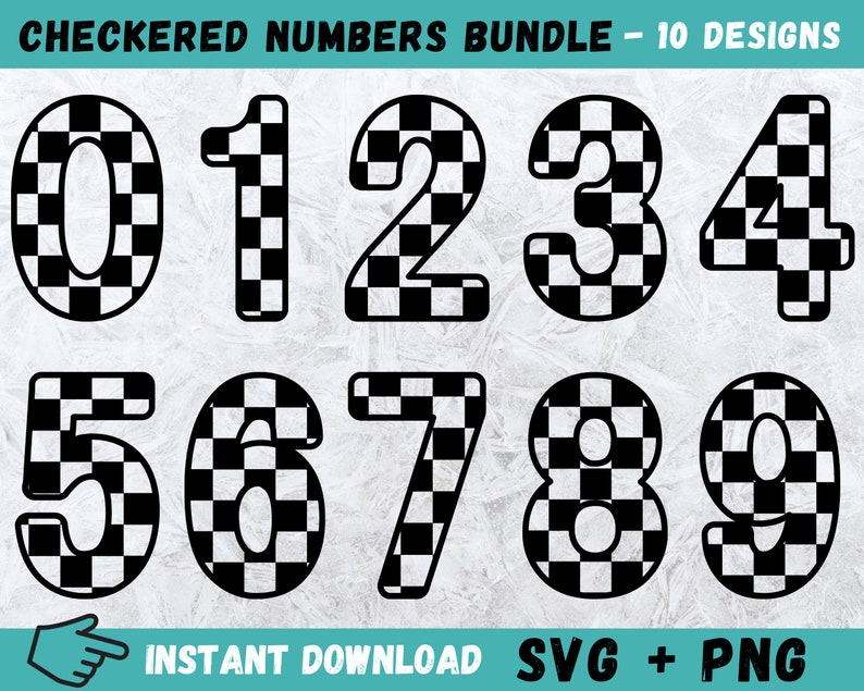 Checkered Racing Numbers SVG: DIY Designs Bundle (instant Download ...