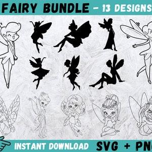 Fairy SVG, Cartoon Svg, Fairy Silhouette, SVG Cricut, Fairy Bundle SVG, Fairy Clipart, Fairy Cut Files, Fairy Vector, Instant Download,Png