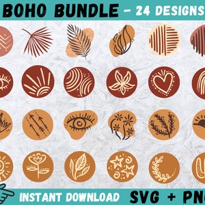 SVG boho, paquete de svg boho, paquete de svg abstractos, svg abstracto, vector boho, svg minimalista, cricut boho, silueta boho, descarga digital, PNG