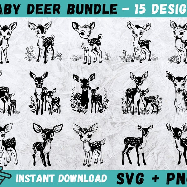 Baby Deer SVG, Deer Baby Cricut, Cute Baby Deer Svg, Animal Svg, Deer Anime Svg, Deer Silhouette, Cute Deer Cut File, Deer Clipart Bundle