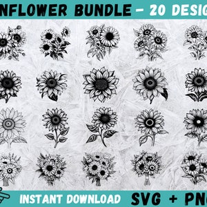 Tournesol SVG, Tournesol Cricut, Clipart tournesol, fichier de coupe tournesol, fichiers SVG pour Cricut, Silhouette tournesol, fleur Svg, vecteur, Png