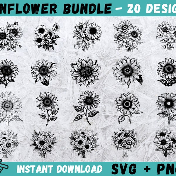 Sunflower SVG, Sunflower Cricut, Sunflower Clipart, Sunflower Cut File, SVG Files for Cricut, Sunflower Silhouette, Flower Svg, Vector, Png