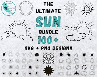 Sun SVG Bundle: 104 Sunrise Clipart Designs (Digital Download)