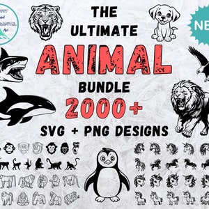 Mega Animal Svg-bundel, dierlijke Svg-bundel, dierlijke bundel SVG, dieren SVG, leeuw Svg, tijger Svg, hond Svg, kat Svg, vogel Svg-bestanden, Clipart
