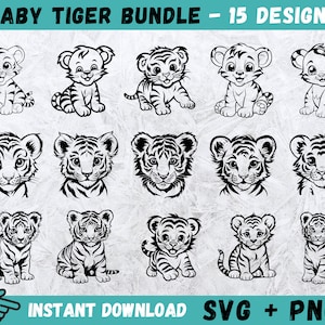 Tigrotto SVG, Testa di tigre Cricut, Tigre carina SVG, Tigrotto testa SVG, Piccola tigre Clipart, Silhouette di tigre, File di taglio di tigre carina, Vettore