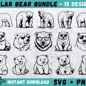 SVG orso polare, Clipart orso polare, File di taglio orso, Silhouette orso, Svg orso carino, Vettore orso polare, Cricut, Download immediato, Orso Png