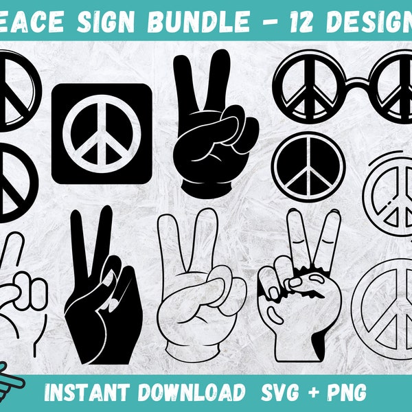 Peace Sign SVG, Peace SVG, Peace Sign Silhouet, Peace Sign Clipart, Peace Sign Bundel SVG, Peace Sign Cut File, Instant Download, Peace Png