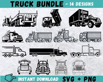 Truck SVG Bundle: 14 Hand-Drawn Designs (Digital Download)
