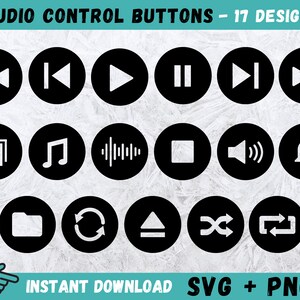 Audiobedieningsknoppen SVG, muziekspeler Svg, spelerknoppen Svg, knoppen Svg, spelerknoppen Cricut, muziekknopspeler, Spotify Apple Music