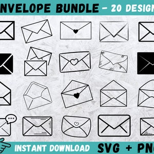 Sobre SVG, paquete de sobres Svg, clipart de sobre, vector de sobre, silueta de sobre, correo Svg, carta Svg, sobre Cricut, correo Png