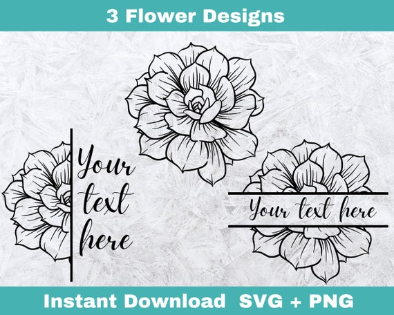 Flower Monogram SVG Bundle: Split Sunflower Cut Files (Digital Download)