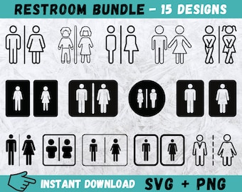 Restroom SVG, Toilet Sign Svg, Restroom Cricut, Public Sign Svg, Bathroom Png, Toilet Svg, Bathroom Sign Svg, Silhouette, Restroom Vector