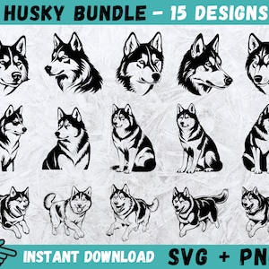 Siberische husky SVG, husky clipart, hond gesneden bestanden, husky silhouet, huisdier vector, husky Cricut, instant download, Siberische husky png, illustraties