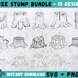 Tree Stump SVG, Tree Stump Silhouette, Tree Stump Bundle SVG, Tree Stump Clipart, Wood Log Svg, Cut File, SVG Cut Files, Tree Stump Decal