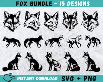 Fox SVG, Fox Head Clipart, Wildlife Cut Files, Fox Silhouette, Cute Fox Svg, Fox Vector, Cricut, Instant Download, Animal Svg, Vector, Png