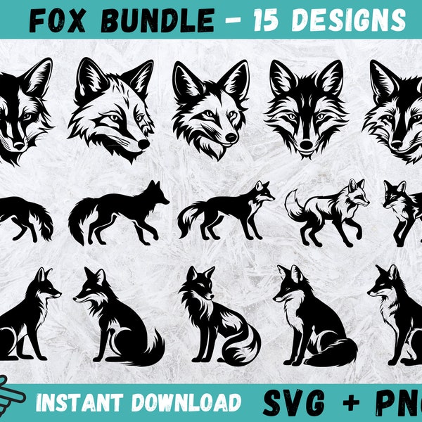 Fox SVG, Fox Head Clipart, Wildlife Cut Files, Fox Silhouette, Cute Fox Svg, Fox Vector, Cricut, Instant Download, Animal Svg, Vector, Png