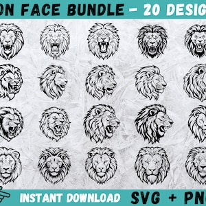 Lion SVG, tête de Lion Cricut, tête de Lion Svg Bundle, tête de Lion Svg, monogramme tête de Lion, Silhouette tête de Lion, fichier coupe tête de Lion, Clipart Lion