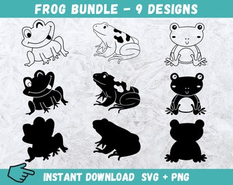 Rana SVG, Clipart de rana, Sapo Svg, Rana linda Svg, Rana Png, Ranas Svg, Archivos Svg para Cricut, Silueta, Anfibio Svg, Calcomanía de rana, Svg, Png