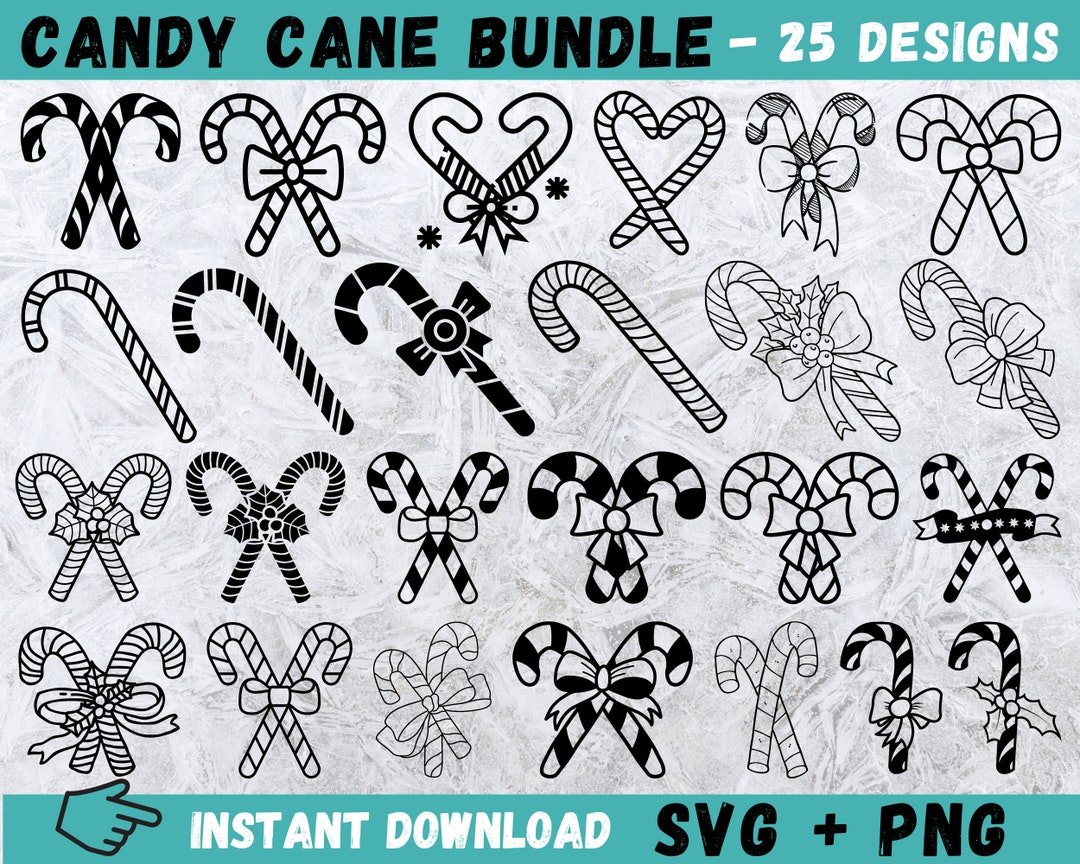 Candy Cane SVG Clipart Bundle: 25 Hand-drawn Christmas Designs (digital ...