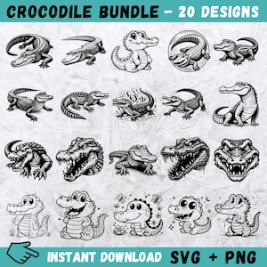 Krokodil SVG, Krokodil SVG, süße Alligator Clipart, Krokodil Cut Files, Alligator Silhouette, Krokodil Vektor, Instant Download, Vektor