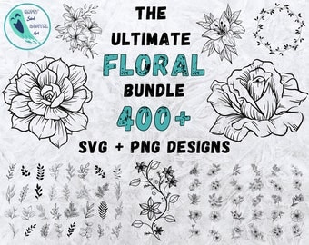 Floral Svg Bundle, Flower Svg Bundle, Flowers Bundle SVG, Wildflower SVG, Flowers Svg, Floral Svg, Rose Svg, Tree Svg Files, Flower Cricut