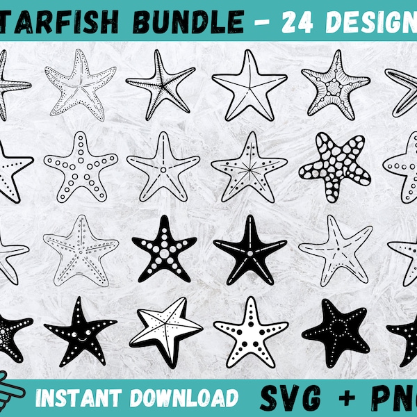 Starfish SVG, Starfish Cricut, Starfish Cut Files, Starfish Silhouette, Digital download, Sea Shells Svg, Sea Shell Cricut, Beach Svg, Png