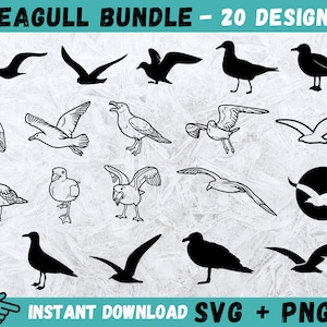 Zeemeeuw SVG, vogel Svg, vliegende vogel Svg, zeemeeuw Cricut, zeevogel illustraties, zeemeeuw clipart, gesneden bestanden voor Cricut, zeemeeuw silhouet, png