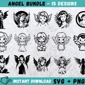 Engel SVG Bundle, Engel Cricut, Kinderengel Silhouette, Engel geschnitten Datei, Engel Mädchen SVG, Engel Junge SVG, Engel Clipart, Sofort Download, Png