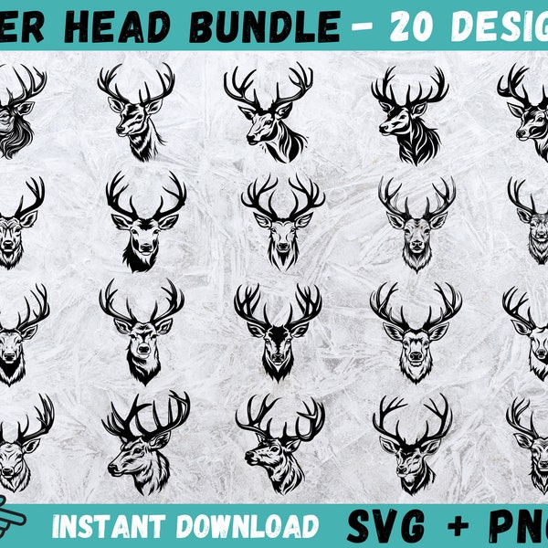 Deer SVG, Deer Head Cricut, Deer Face Svg Bundle, Deer Head Svg, Deer Head Monogram, Deer Head Silhouette, Deer Cut File, Deer Clipart, Png