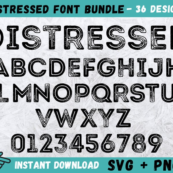 Distressed Font SVG, Grunge Font Svg, Grunge Vintage Font Svg, Distressed Digital Alphabet, Font Svg for Cricut, Distressed Font Vector, Png