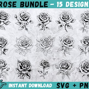 バラ SVG、バラの花 SVG、花 SVG、バラの Cricut、バラの SVG、SVG カット ファイル、バラのバンドル SVG、バラのクリップアート、バラのカット ファイル、バラのベクター、Png