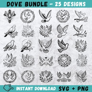 Dove SVG Bundle, Pigeon SVG, Dove Cricut, Dove Silhouette, Flying Dove Svg, Peace Clipart, Dove Clip Art, Wedding Doves Svg,Instant Download