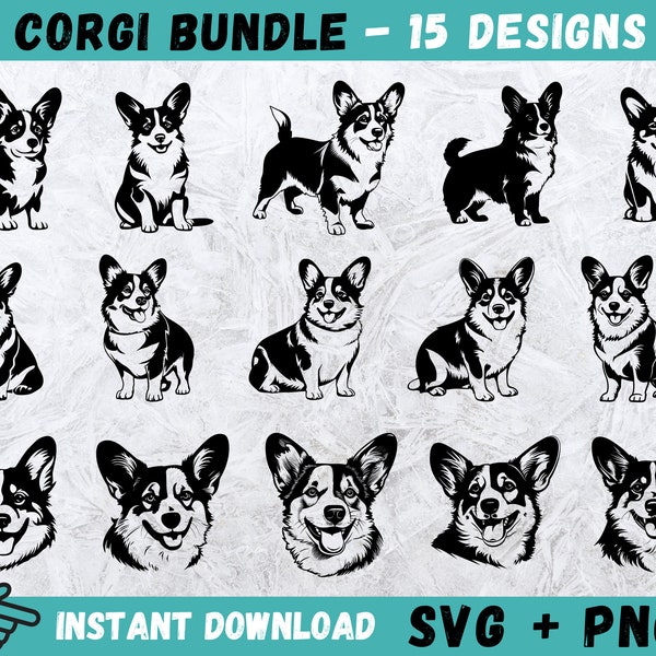 Corgi SVG, Corgi Clipart, Corgi Cut Files, Corgi Silhouette, Cute Puppy Svg, Corgi Dog Svg, Pet Vector, Cute Dog Cricut, Instant Download