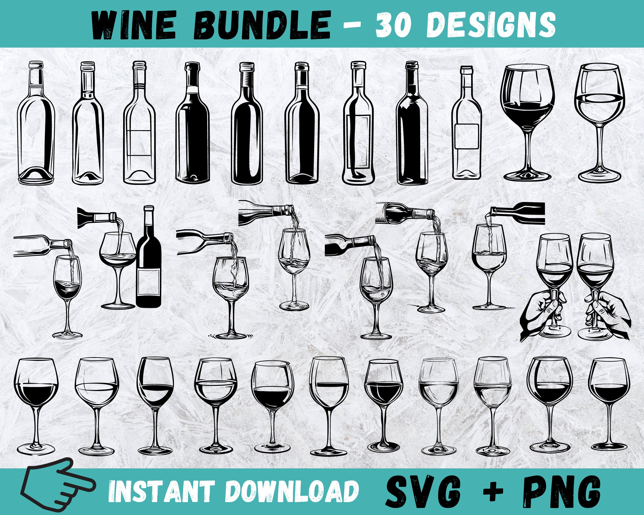 Drawing Icon Toast Glasses Wine SVG, Wine Svg Bundle, Bottle SVG