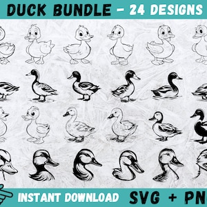 Bundle SVG canard, canard Cricut, dessin animé canard canard, clipart canard, canard mignon Svg, Silhouette canard, canard fichier coupé, téléchargement immédiat, vecteur, Png