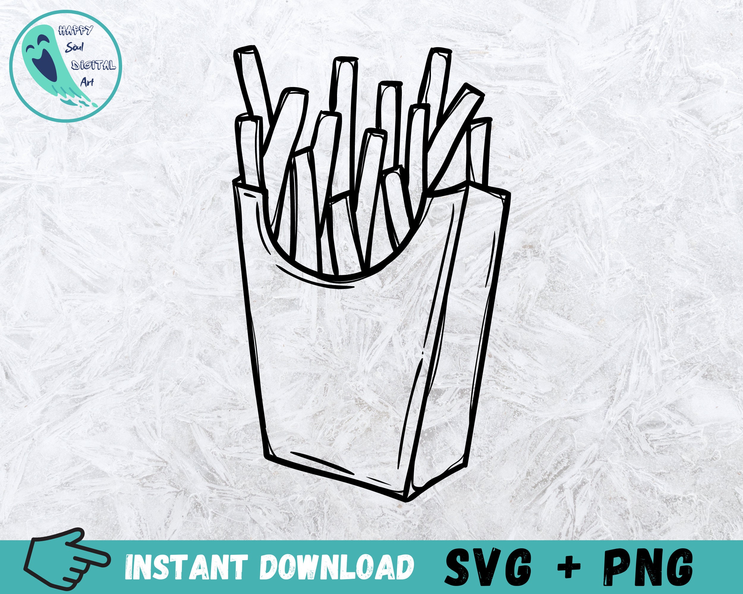French Fries SVG Clipart Bundle: Hand-drawn Fast Food Designs (digital ...