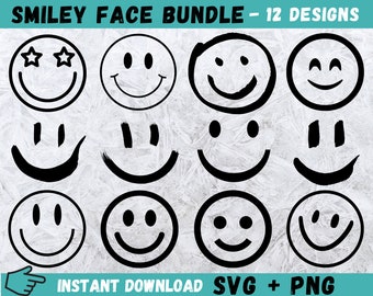 Smiley Face SVG, Smiley Svg, Smiley Face Cricut, Happy Face SVG, Smile SVG, Emoji Svg, Smiley Face Silhouette, Téléchargement numérique, Svg, Png