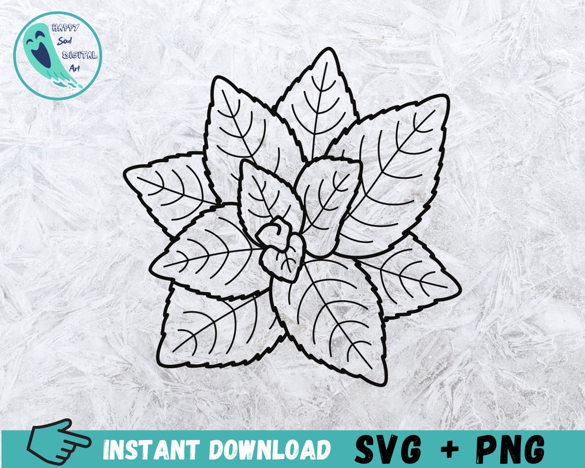 Mint Leaves Svg Mint Leaves Outline SVG Mint Svg Leaf Svg Etsy