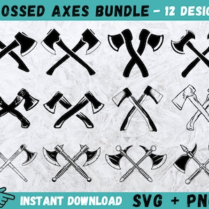 Asce incrociate SVG, bundle SVG ascia, ascia Cricut, clipart asce incrociate, ascia da battaglia SVG, sagoma ascia, file di taglio asce incrociate, download digitale