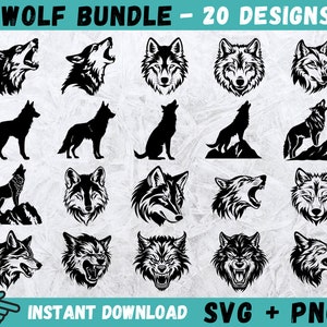 Wolf SVG, Wolf Gesicht Clipart, heulender Wolf Dekor, Wolf geschnitten, Wolf Silhouette, Wolf Cricut, Wolf Vektor, Wütend Wolf Sofort Download