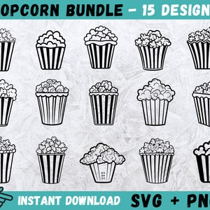Popcorn SVG, Movie Cricut, Cinema Svg, Movie Svg, Popcorn Silhouette, Cut Files for Cricut, Popcorn Clipart, Instant Download, Vector, Png