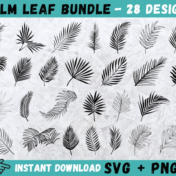 Palm Leaf SVG, Palm  Leaves Svg, Hand Drawn Leaves Svg, Palm Leaf Cricut, Palm Leaf Bundle, Tropical Leaf Cut File, Tropical Leaves Clipart