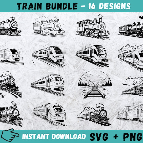 Train SVG Bundle, Train Svg, Train Silhouette, Train Vector, Train Cricut, Transportation Svg, SVG Files for Cricut, Digital Download, Png