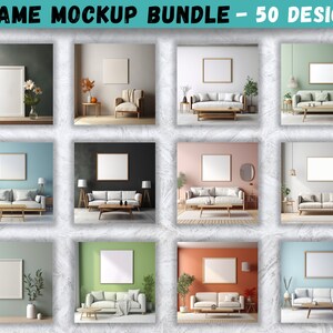 Frame Mockup Bundle, 50 Wall Frames, Print Mockup, Frame Mockup, Wall Frame Mockup, Poster Mockup, Interior Mockup, Modern Wall Frame, Png