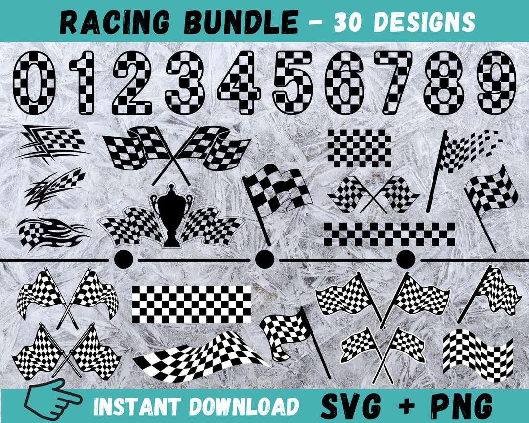 Racing SVG Bundle: Flags & Numbers, Cricut Ready (digital Download) - Etsy