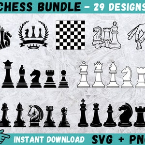 Chess Pieces Black Club Logo Sign Decal Board Game Check Mate Player  Competition FIDE Master .SVG .PNG Clipart Vector Cricut Cut Cutting