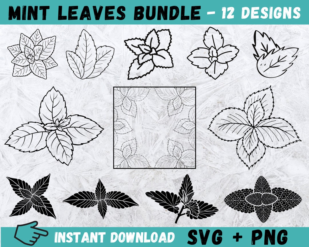 Mint Leaves Svg, Mint Leaves Outline SVG, Mint Svg, Leaf Svg, Leaf